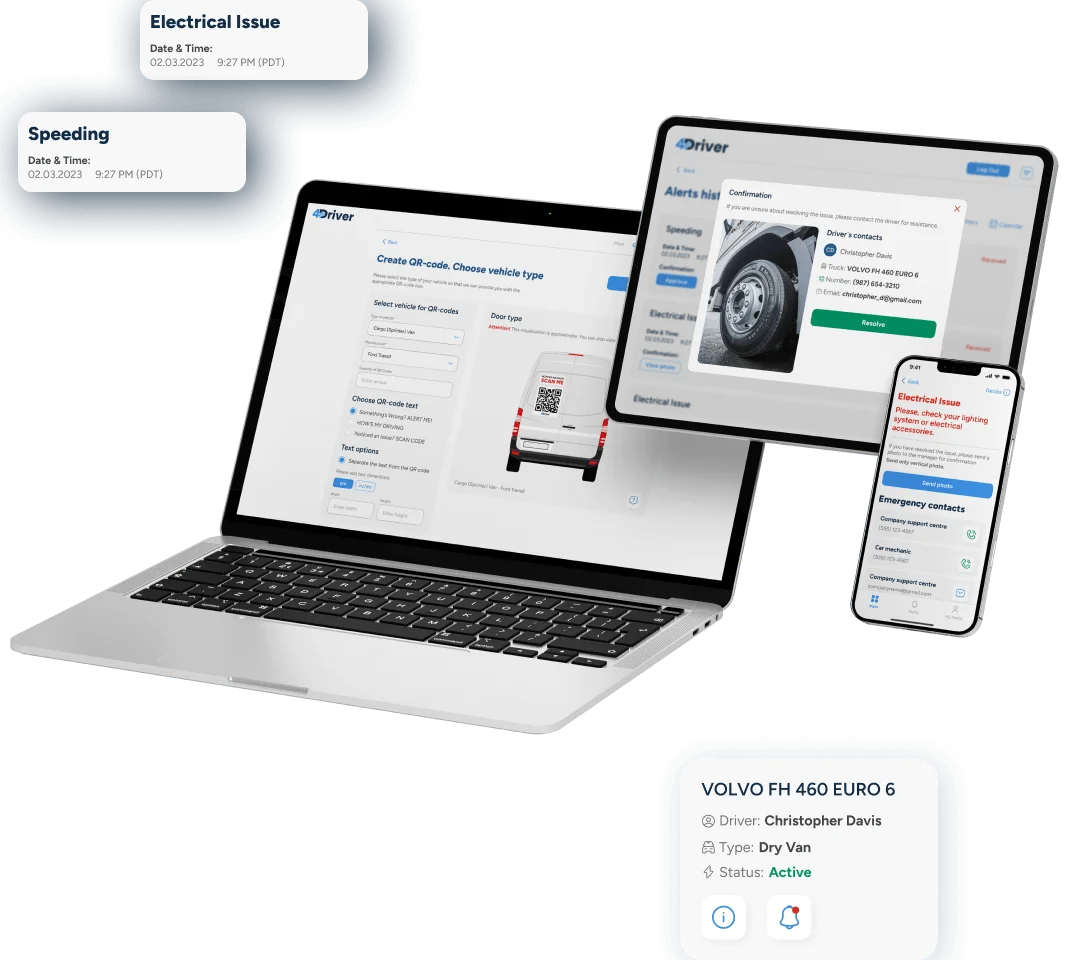 4Driver startup uses QR codes for real-time reporting, enhancing fleet safety and driver feedback.. web.