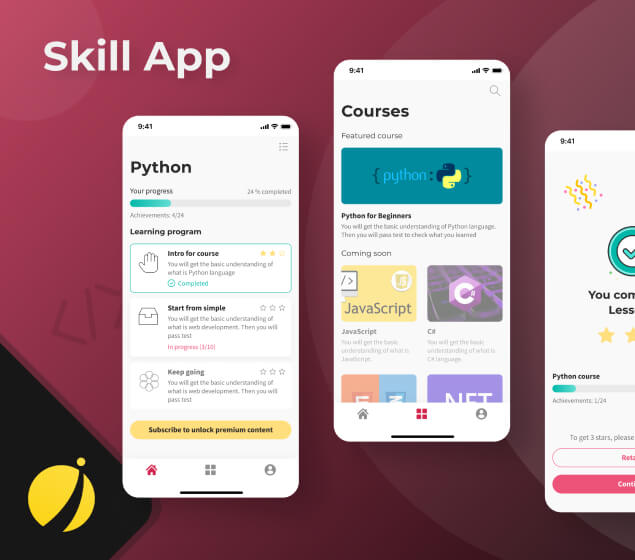you are launched work. skill app - education app. learn coding app