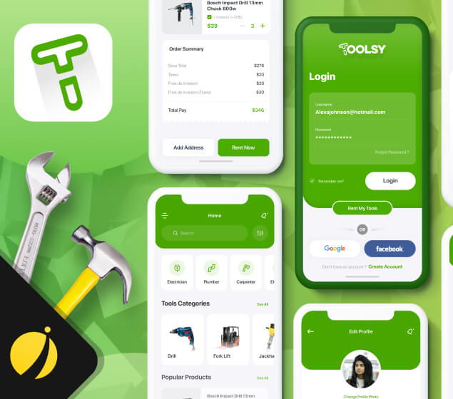 Toolsy - heavy machinery renting app. portfolio urlaunched. marketplace project