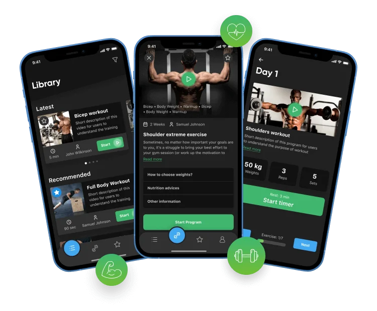 Casual Athlete is a fitness app with personalized workouts, progress tracking, and a motivational interface. mobile.